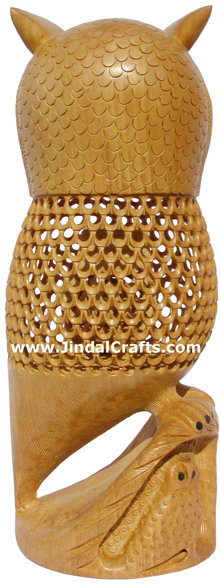 Masterpiece - Hand Carved Hollow Owl Figure Indian Carving Art Bird Figure India