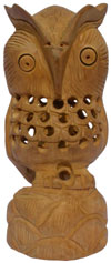Hand Carved Hollow Owl Figurine Sculpture India Arts Work Handicrafts Fair Trade