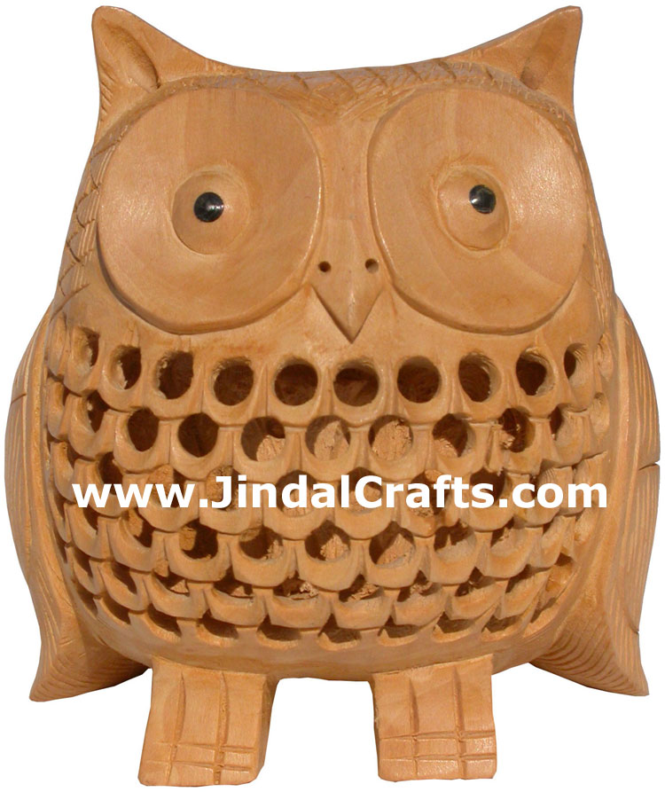 Kadam Wood Hand Carved Owl India Artifacts Arts