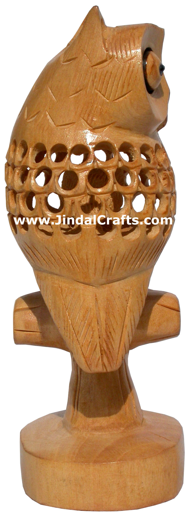 Hand Carved Wooden Lucky Owl India Artifact Decoration Figurine Sculpture Idols