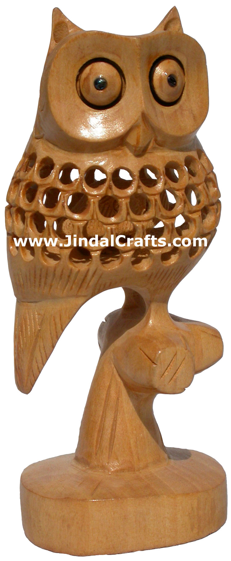 Hand Carved Wooden Lucky Owl India Artifact Decoration Figurine Sculpture Idols