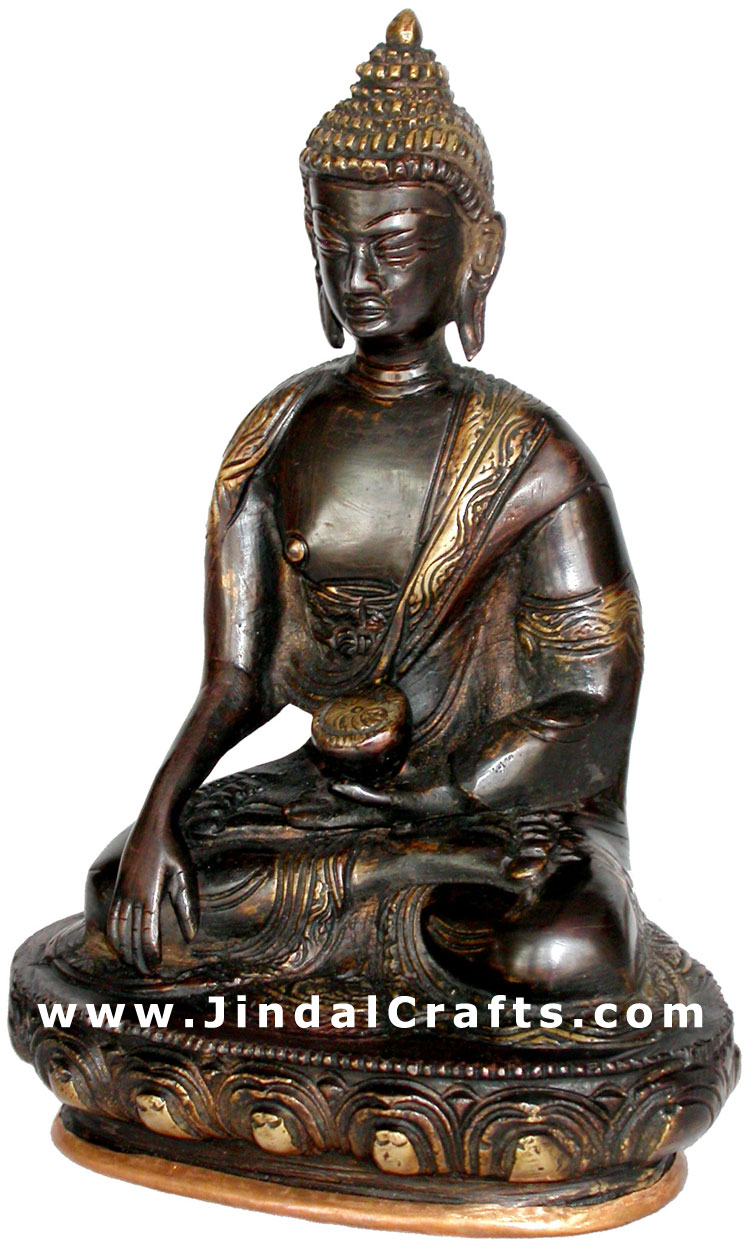 Antique Buddha Statue Handmade Buddhism Artifact India
