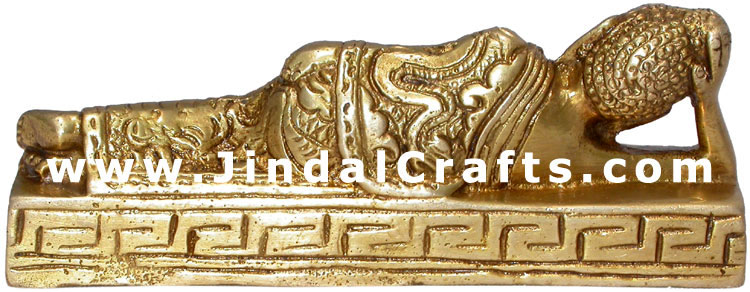 Brass Made Reclining Buddha Buddhism Decorative Art