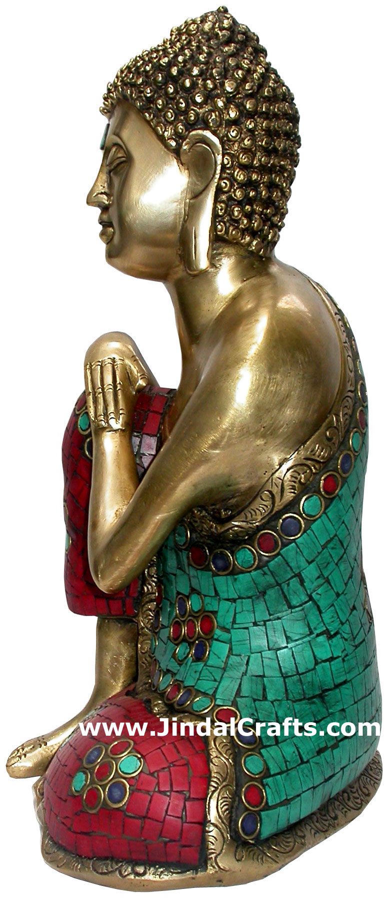 Buddha in peace - Brass Made Hand Decorated Sculpture Indian Buddhism Figurine