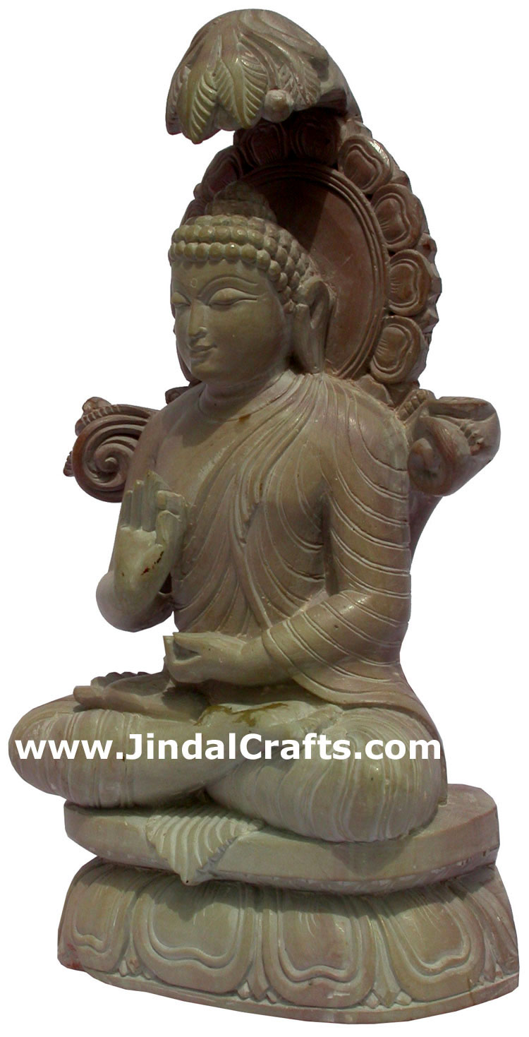Master Piece - Hand Carved Pink Stone Buddha Statues India Decoration Stone Art