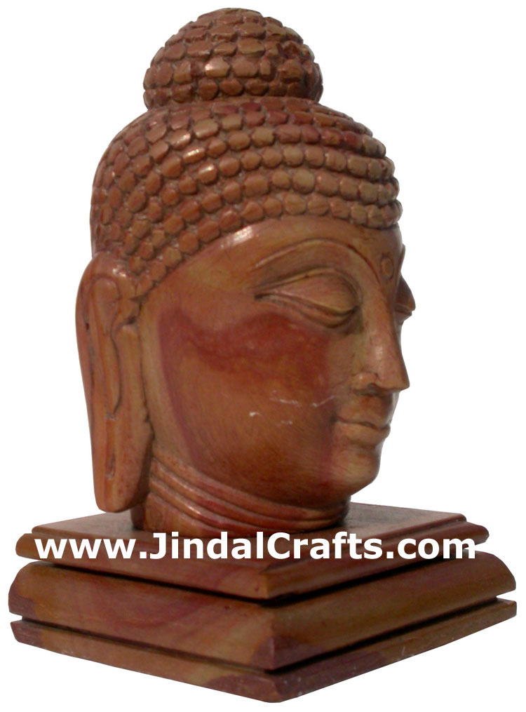 Lord Buddha Head Hand Carved Stone Buddhist Sculpture India Carving Idol Crafts