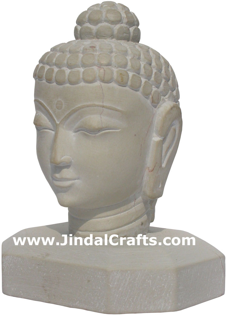 Hand Carved Stone Gautam Buddha Head India Tibetan Sculpture Statue Figurine Art