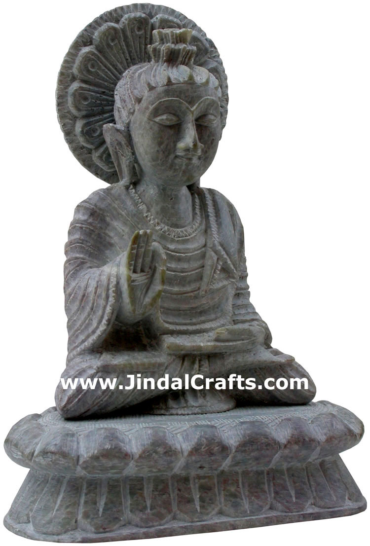 Lord Buddha Hand Carved Stone Sculpture Indian Carving Artifact Figure Idol Arts