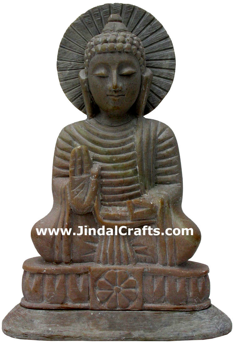 Lord Buddha Hand Carved Sculpture Stone Indian Artifact Statue Idols Handicrafts