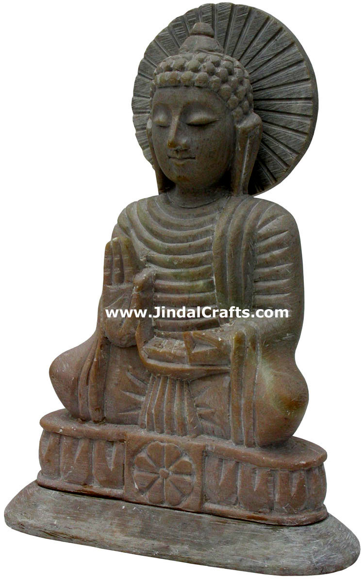 Lord Buddha Hand Carved Sculpture Stone Indian Artifact Statue Idols Handicrafts