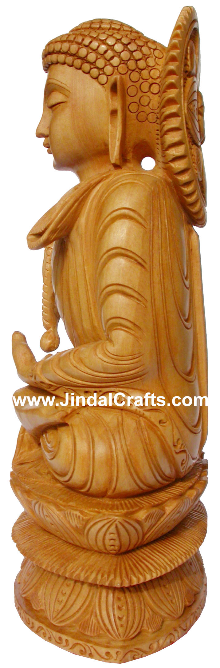 Wood Handmade Gautam Buddha Figurine India Carving Art
