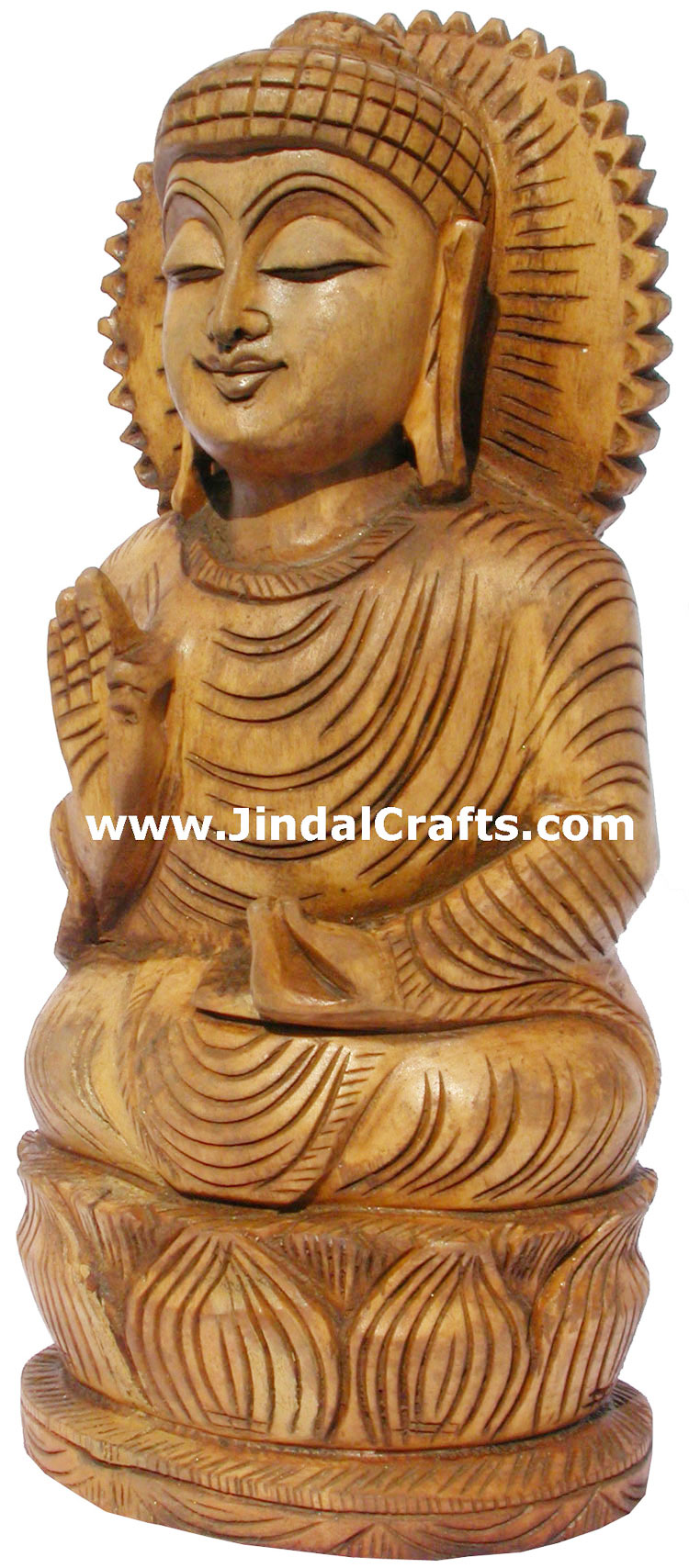 Handmade Antique Look Gautam Buddha Wood Figurine India Hand Carved Buddhism Art