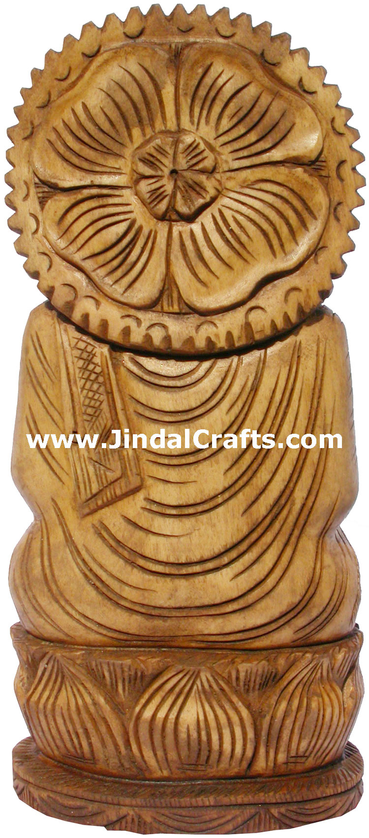 Handmade Antique Look Gautam Buddha Wood Figurine India Hand Carved Buddhism Art