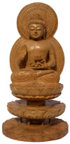 Wood Sculpture Buddha Having Lotus in Hand Buddhist Art