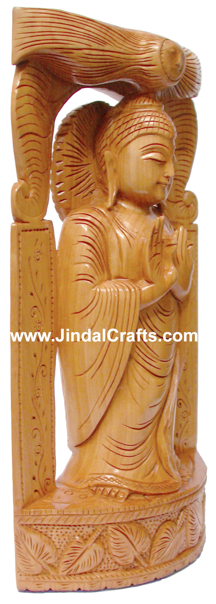 Wood Sculpture Hand Crafted Peaceful Buddha in Meditation Sculpture Statue Idol