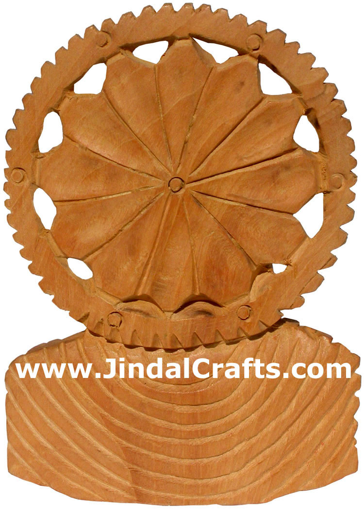 Hand Carved Wooden Buddha Bust Sculpture India Carving Handicrafts Arts Crafts