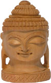 Handmade Kadam Wooden Carved Buddha Head India Artefact