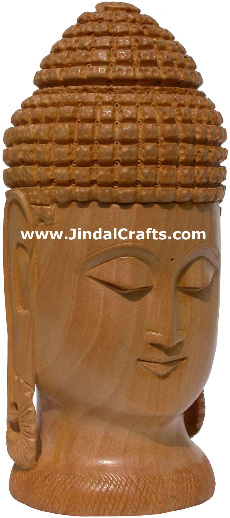 Hand Carved Wooden Gautam Buddha Head Figure India Tibetan Sculpture Statue Art