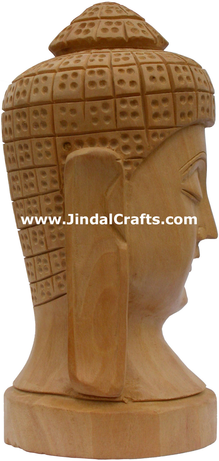 Buddha Head - Hand Carved Wooden Buddhism Figures Indian Handicraft Tibetan Arts