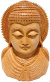 Handcarved Wooden Gautam Buddha Head Buddhist Art India