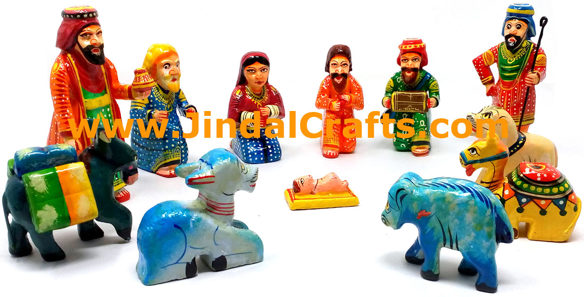 Religious Nativity Scene Figurine Set - Handmade and Hand Painted
