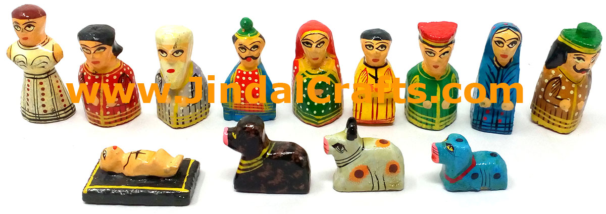 Religious Nativity Scene Figurine Set - Handmade and Hand Painted