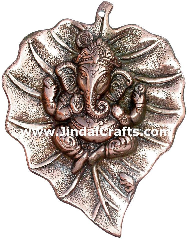 Lord Ganesha on Leaf Wall Hanging Home Decoration Art Indian Handicrafts Arts