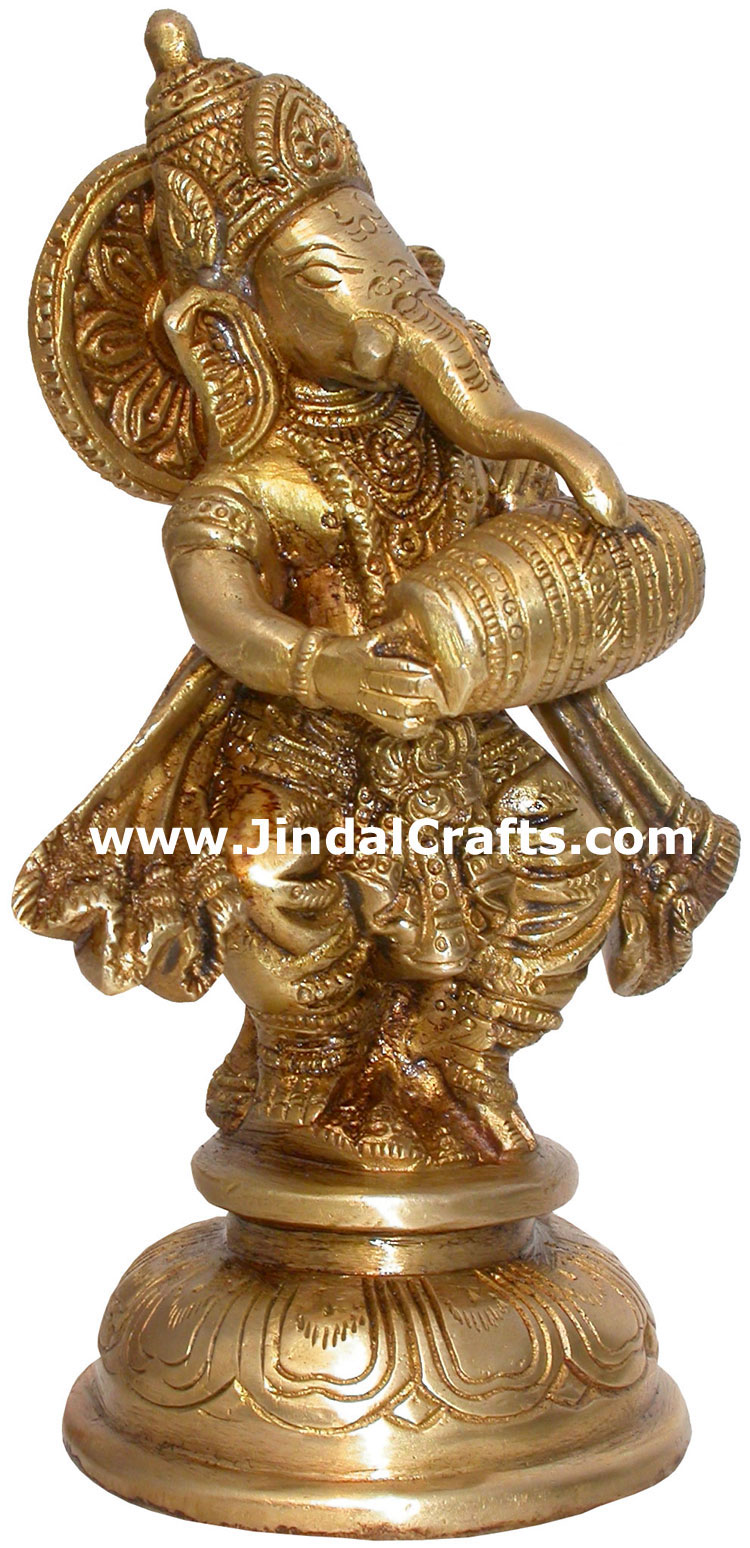 Brass Musician Lord Ganesha India Artifacts