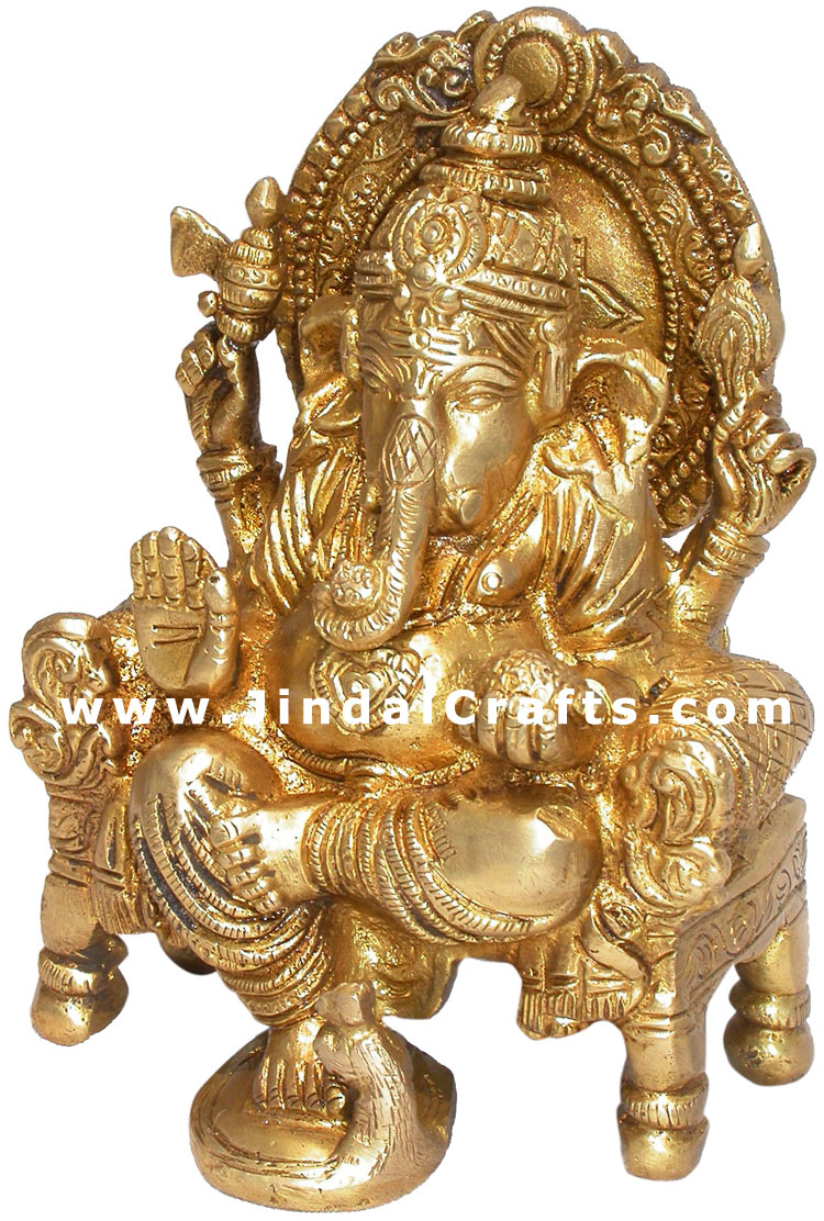 Indian God Ganesh - Handmade Brass Sculpture Hindu Art