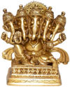 Panchmukhi Ganesha Brass Statue Five Faced Indain God Murti Idol Hindu Religious