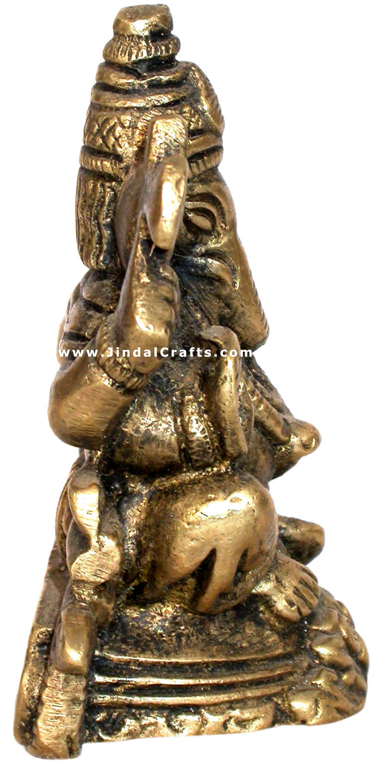 Lord Ganesha Brass Sculpture Hindu Religious Idol Indian Handicrafts Arts