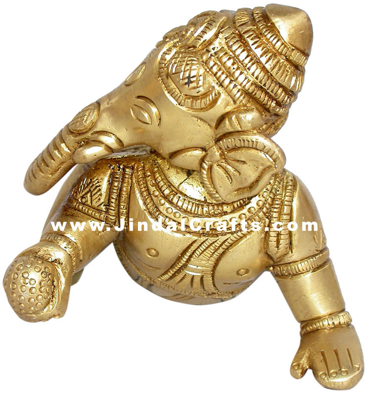 Ladoo Ganesha - Handmade Brass Hindu Handicraft Staute