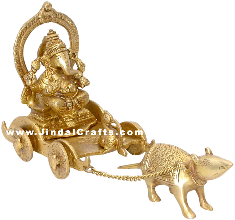 Ganesha Pulling by Rat, Indian God Sculpture Statue Art