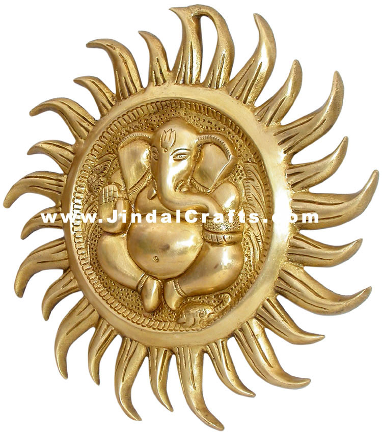 Lord Ganesha Wall Hanging Brass Artifact Indian Handicrafts Home Decor Vinayaka
