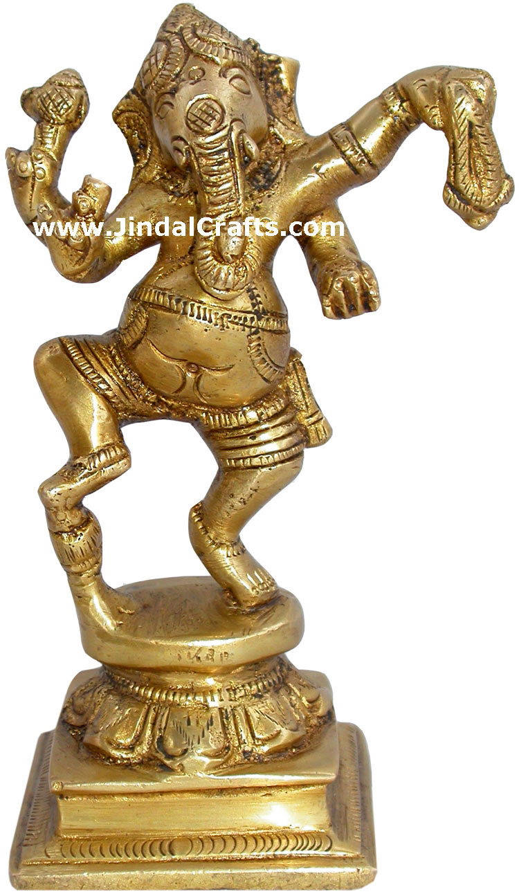 Dancing Ganesha Figures Brass Sculptures Indian God Art