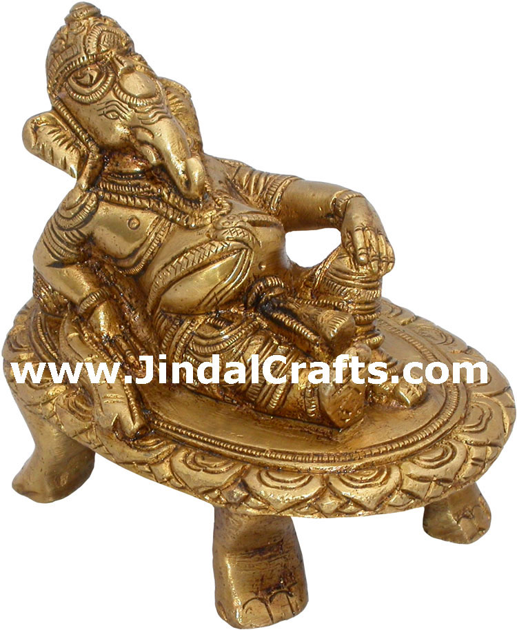 Resting Ganesha Figurine Indian God Gifts Metal Crafts Home Decor Religious Arts