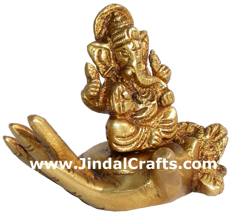 Ganesha Ganpati Figure Indian Gods Brass Sculpture Handmade Home Decoration Arts