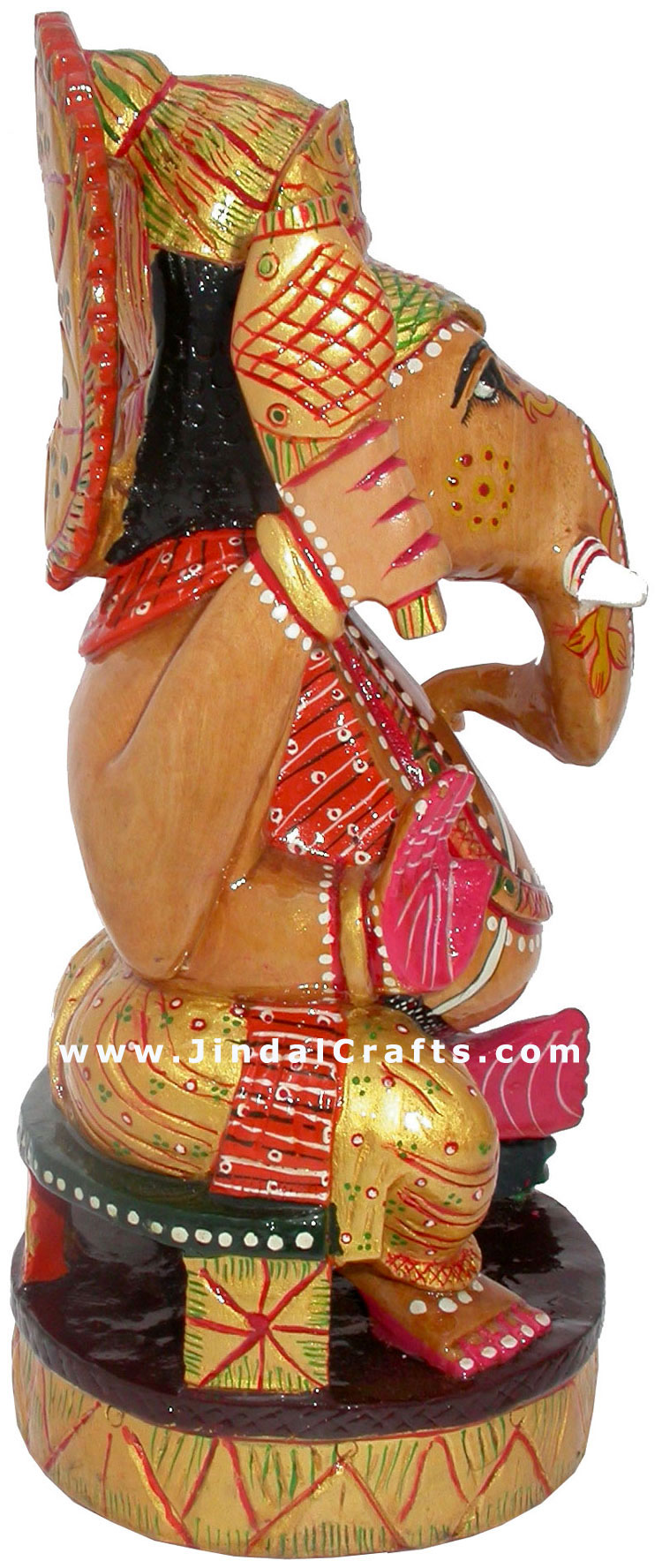 Hand Crafted Hand Painted Lord Ganesha Wooden Statue Indian God Idol Art Figure