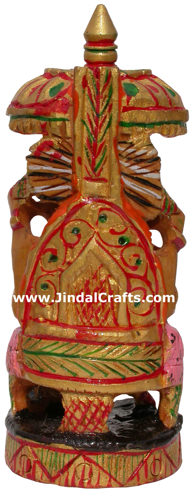 Handmade wooden carved painted Lord Ganesha India Arts