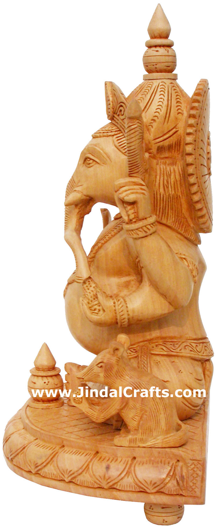 Wood Sculpture Handcarved Ganesha Statuette Indian Art