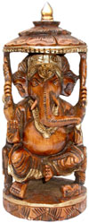 Ganesha Hand Crafted Wooden Carving Figurine Antique