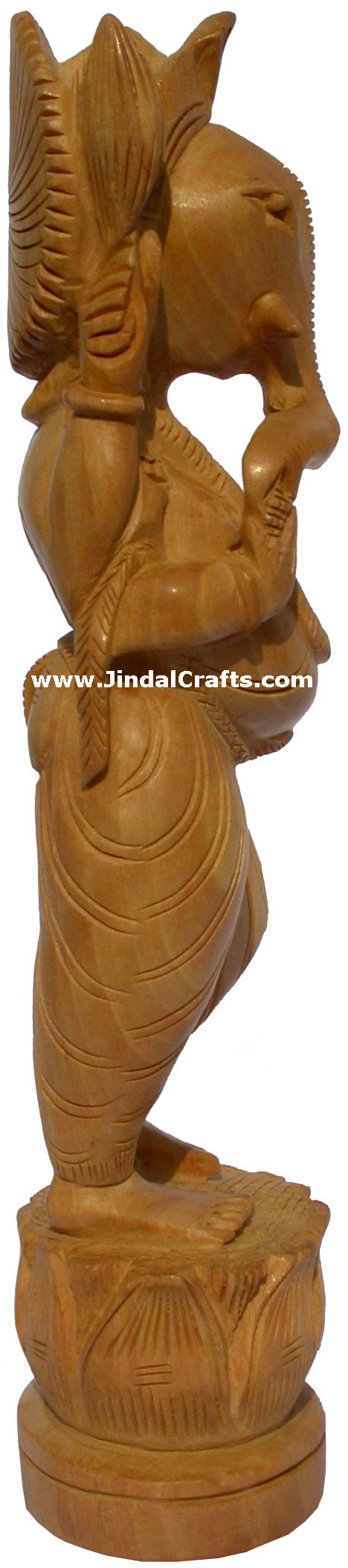 Handmade Ganesha Wooden Sculpture Statuette Indian Hindu Idol Carving Art Crafts