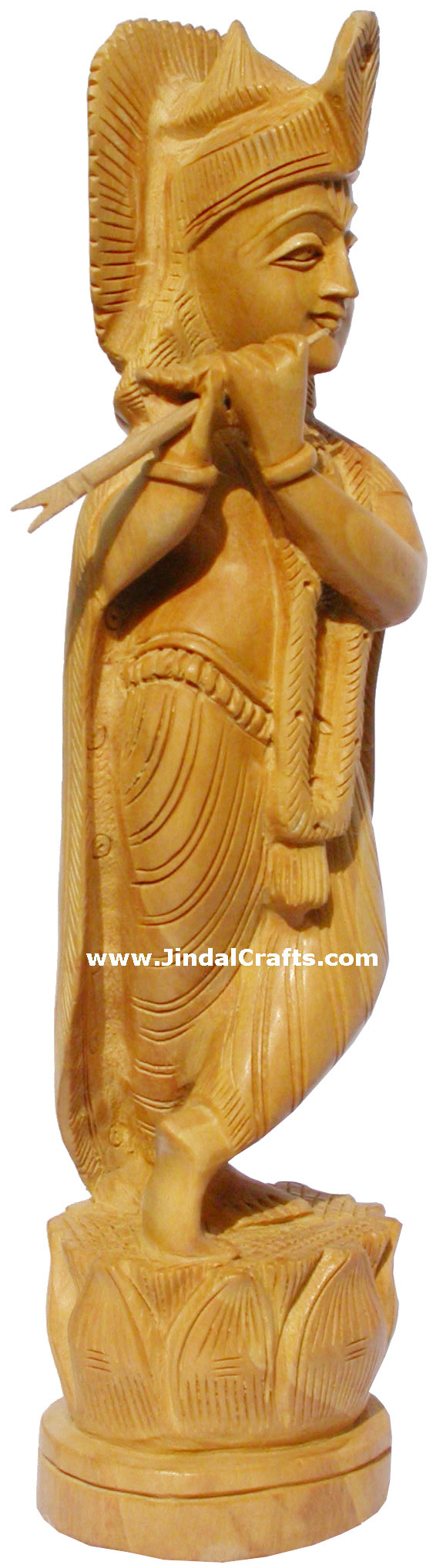 Handmade Wood Sculpture Lord Krishna Hindu Religious Art India God Idols Statues