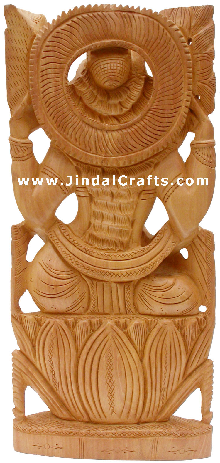 Handcrafted Wooden Goddess Saraswati Hindu Figurine Art