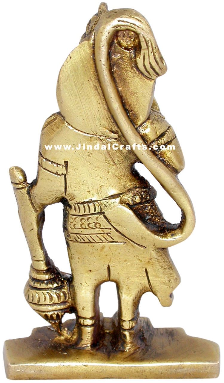 Lord Hanuman Indian God Brass Sculpture Hand Crafted