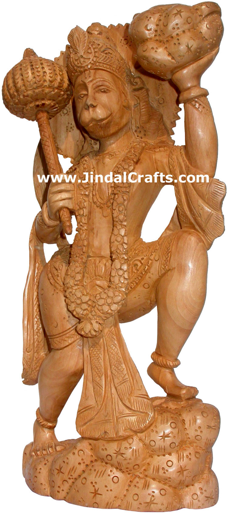 Hand Carved Wooden Hanumaan Figure Indian Art