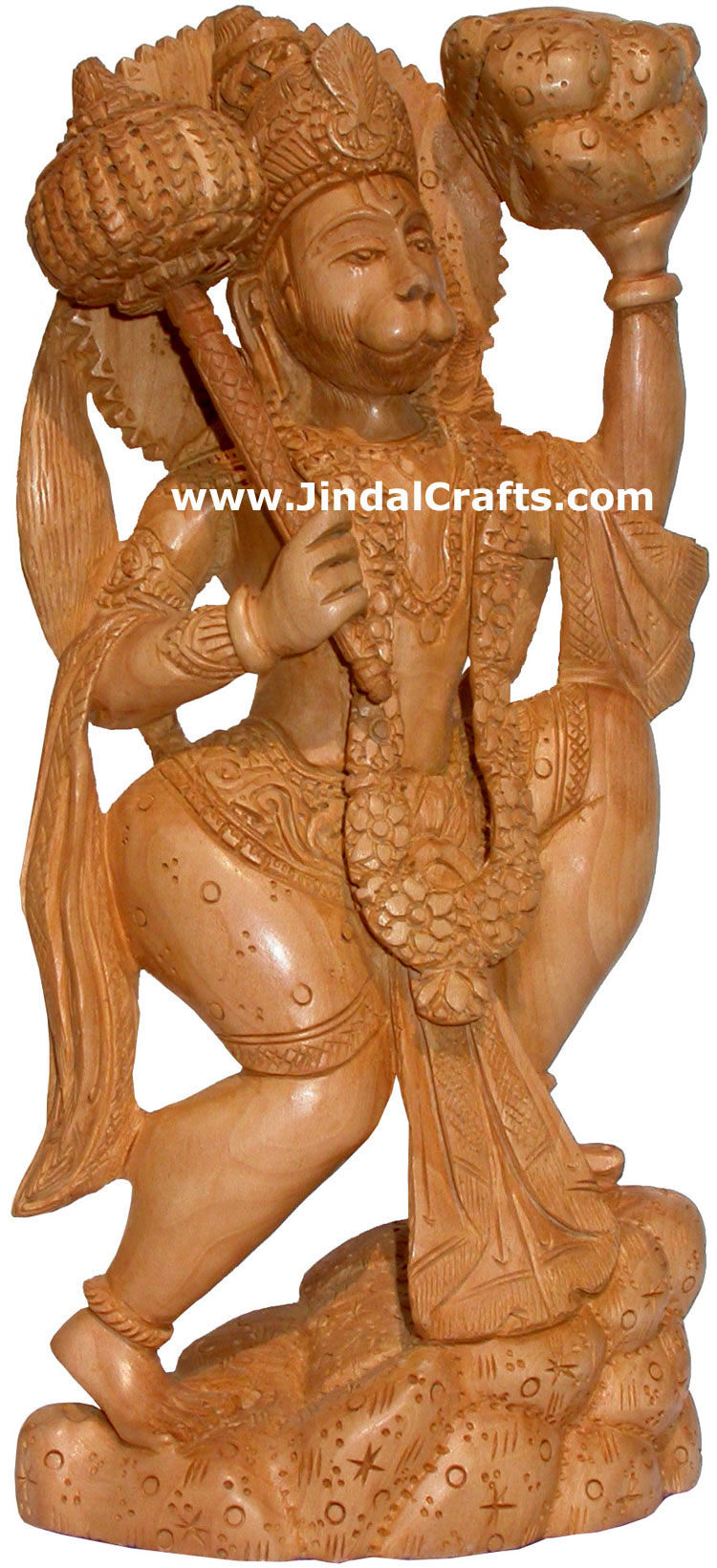 Hand Carved Wooden Hanumaan Figure Indian Art