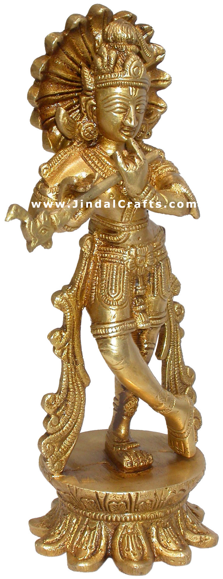 Lord Krishna - Brass Statue Indian Hindu God Artifact