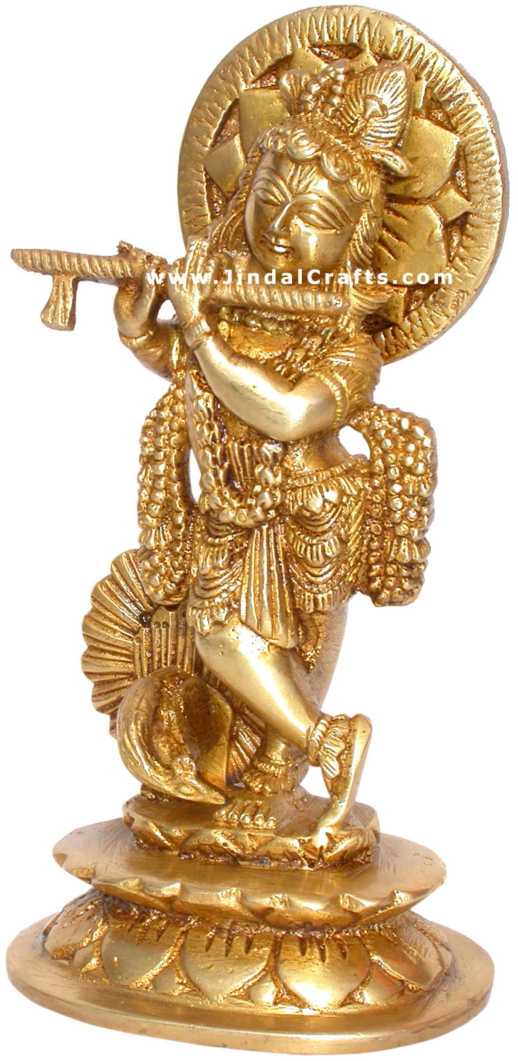Lord Krishna Flute Hindu Religious Sculpture India Art