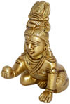 Lord Krishna Indian God Religious Sculpture Brass Made